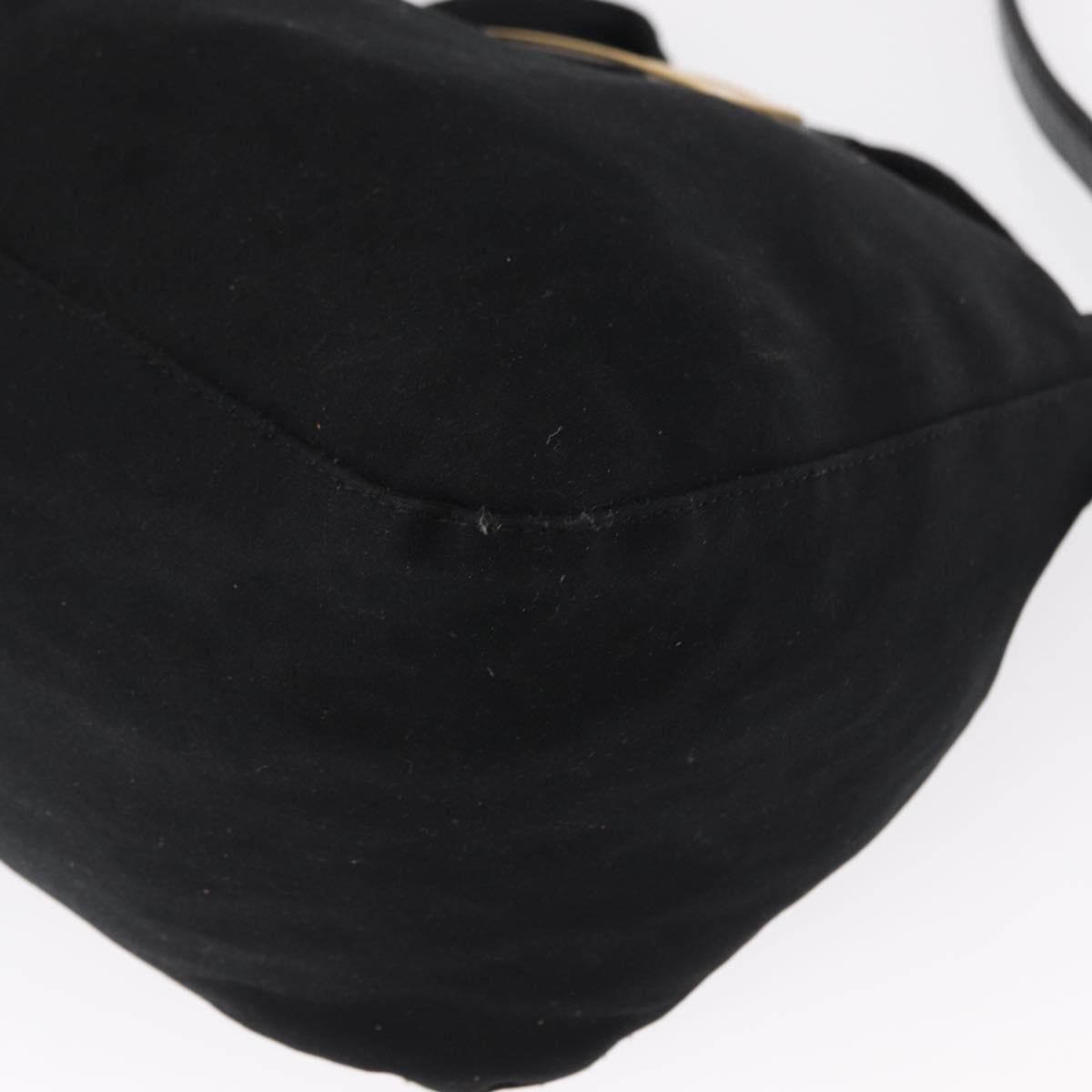 FENDI Jersey Mamma Bucket Shoulder Bag Nylon Black Silver Auth am10557