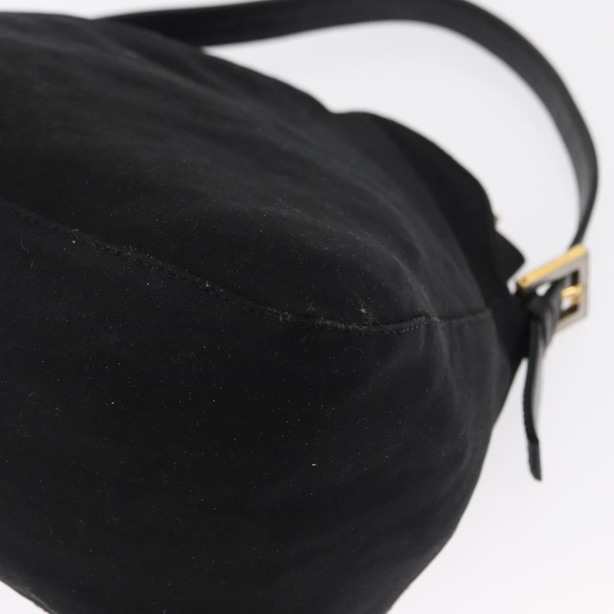 FENDI Jersey Mamma Bucket Shoulder Bag Nylon Black Silver Auth am10557