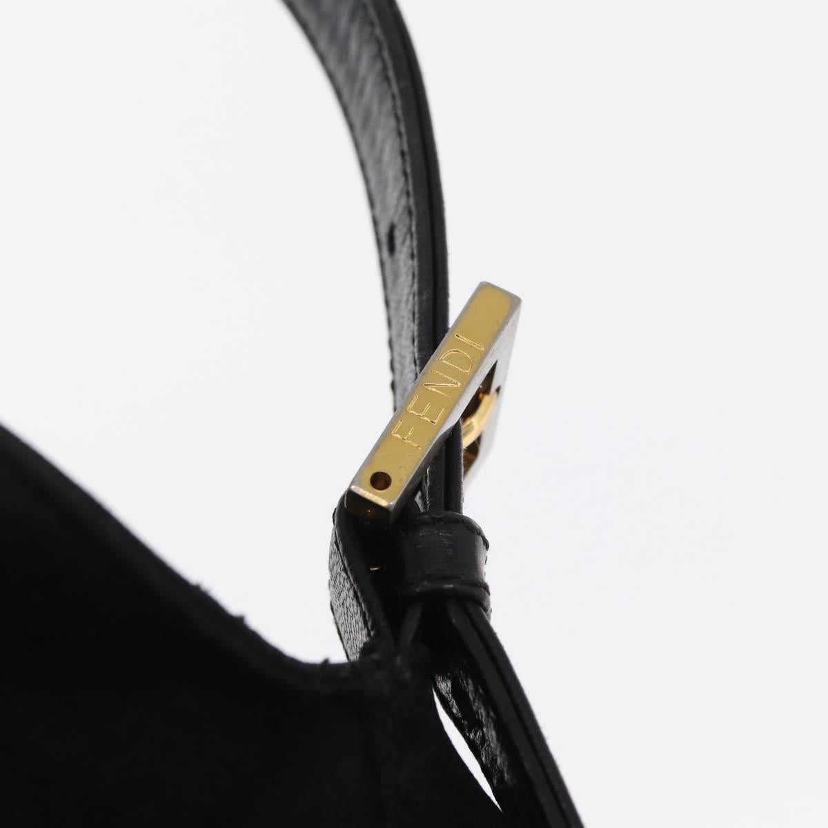 FENDI Jersey Mamma Bucket Shoulder Bag Nylon Black Silver Auth am10557