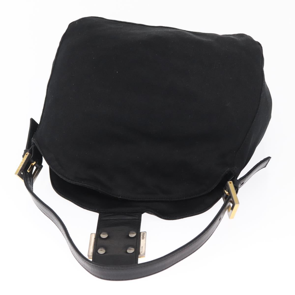 FENDI Jersey Mamma Bucket Shoulder Bag Nylon Black Silver Auth am10557