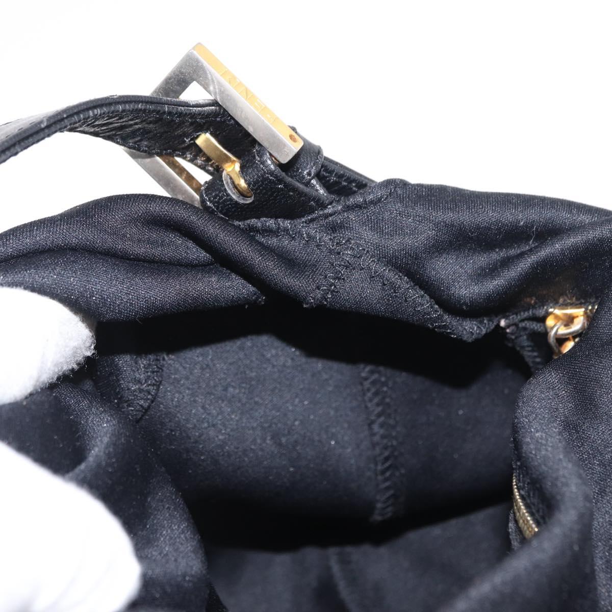 FENDI Jersey Mamma Bucket Shoulder Bag Nylon Black Silver Auth am10557