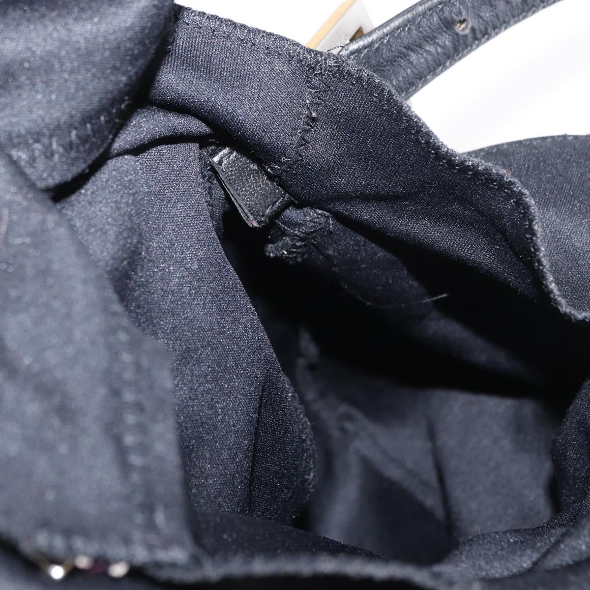 FENDI Jersey Mamma Bucket Shoulder Bag Nylon Black Silver Auth am10557