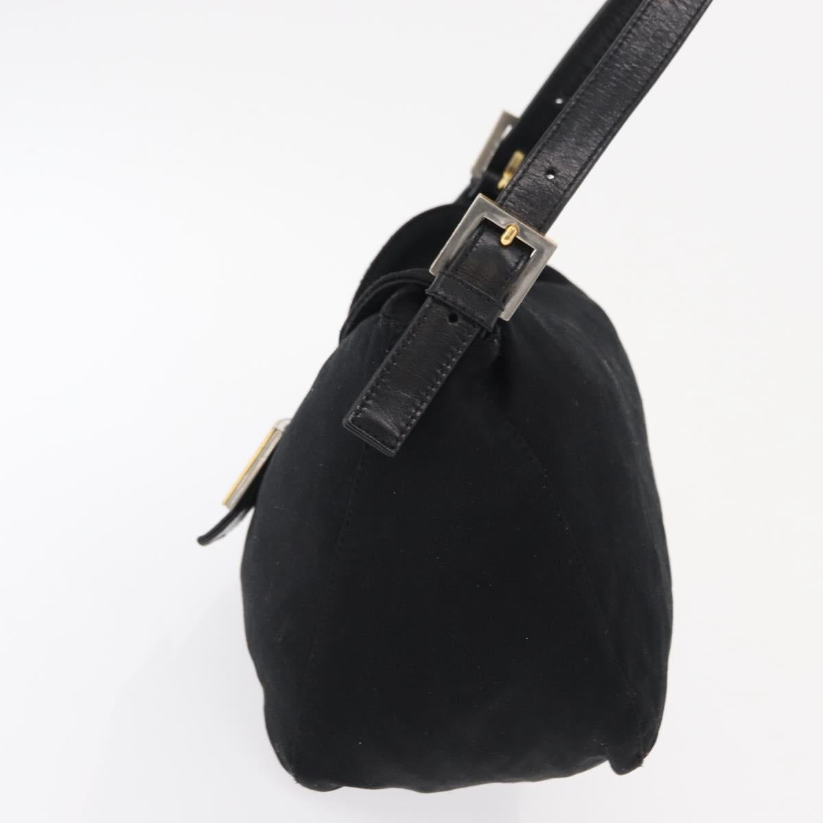 FENDI Jersey Mamma Bucket Shoulder Bag Nylon Black Silver Auth am10557