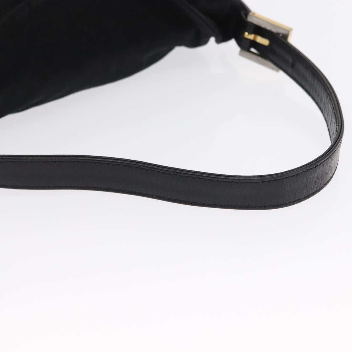 FENDI Jersey Mamma Baguette Shoulder Bag Nylon Black Silver Auth am10557
