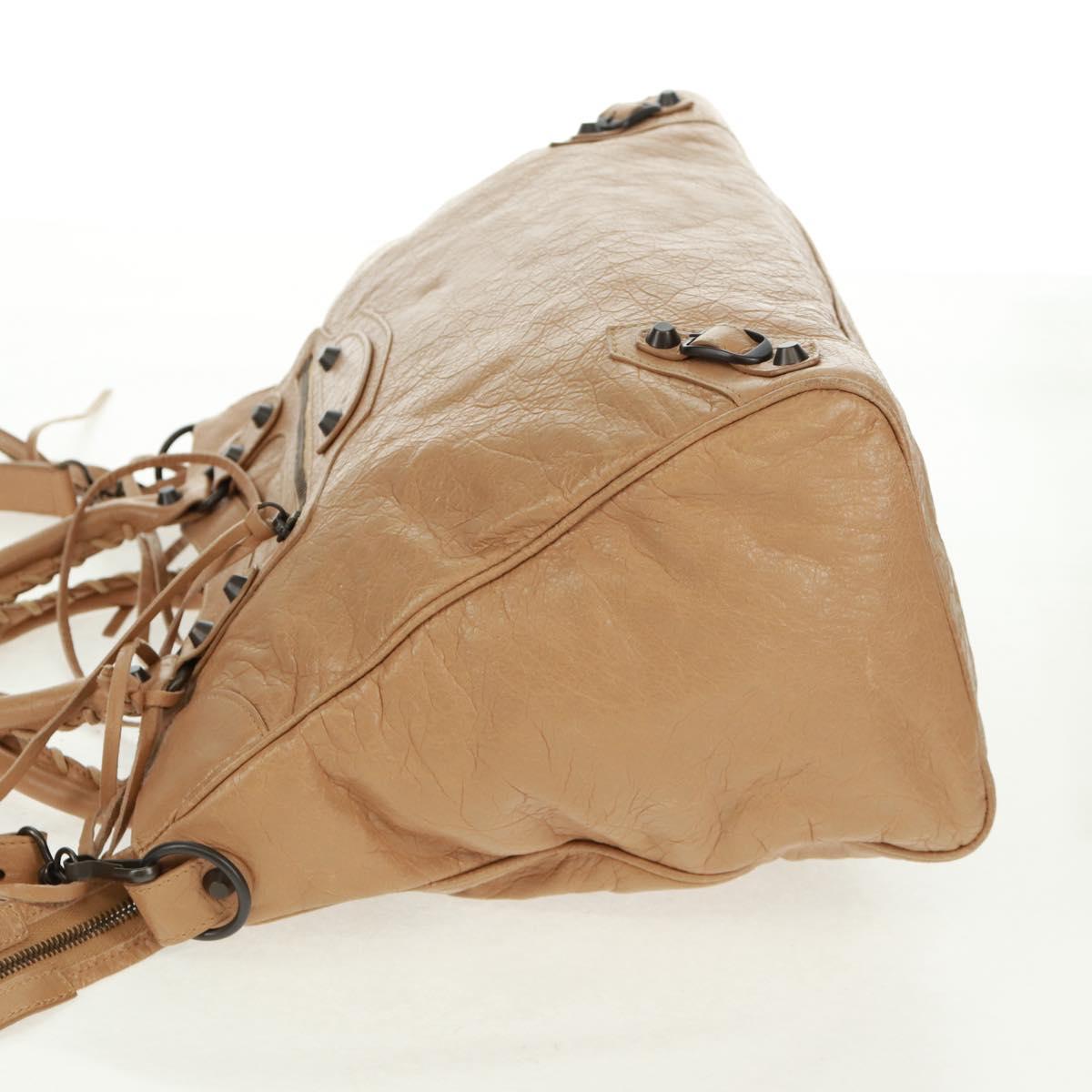 BALENCIAGA Classic Vero Hand Bag Leather Beige 235216 Auth am10563V