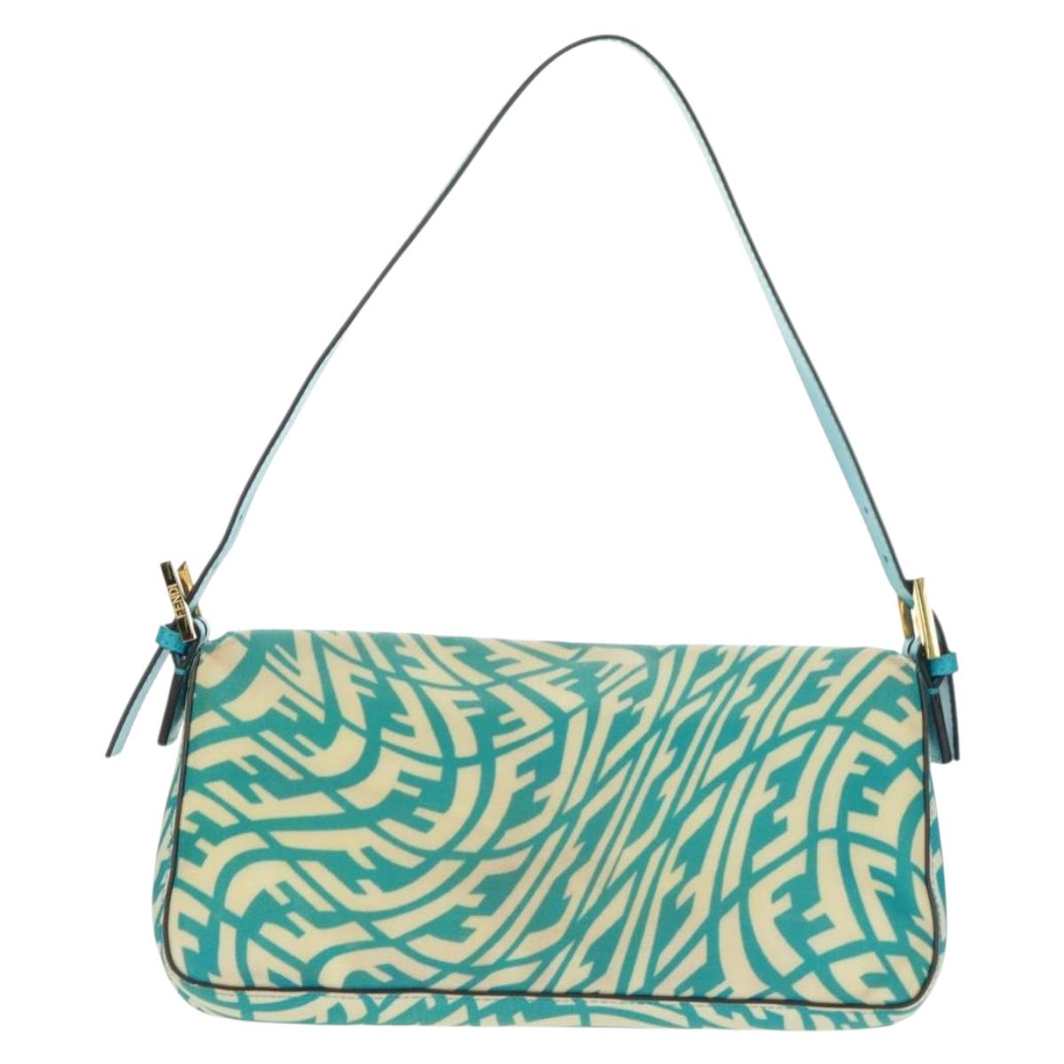 FENDI Zucca Canvas Mamma bucket Shoulder Bag Baby Blue Gold Auth am10568V