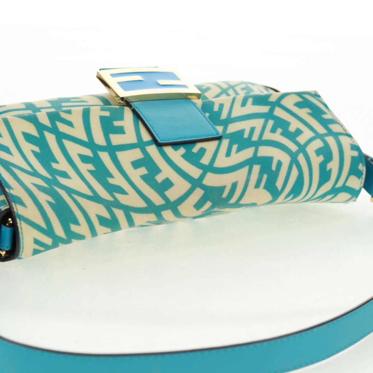 FENDI Zucca Canvas Mamma bucket Shoulder Bag Baby Blue Gold Auth am10568V