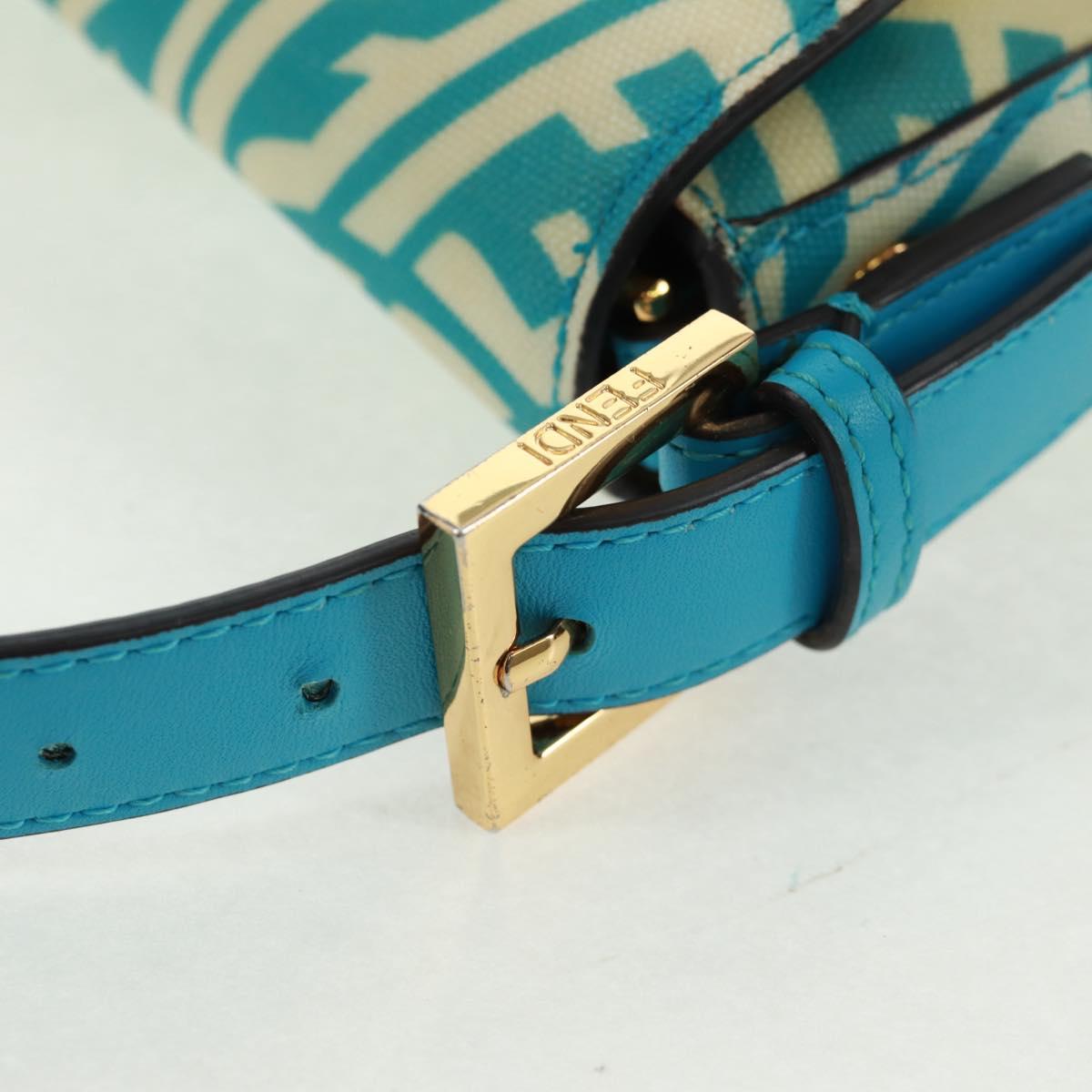 FENDI Zucca Canvas Mamma bucket Shoulder Bag Baby Blue Gold Auth am10568V