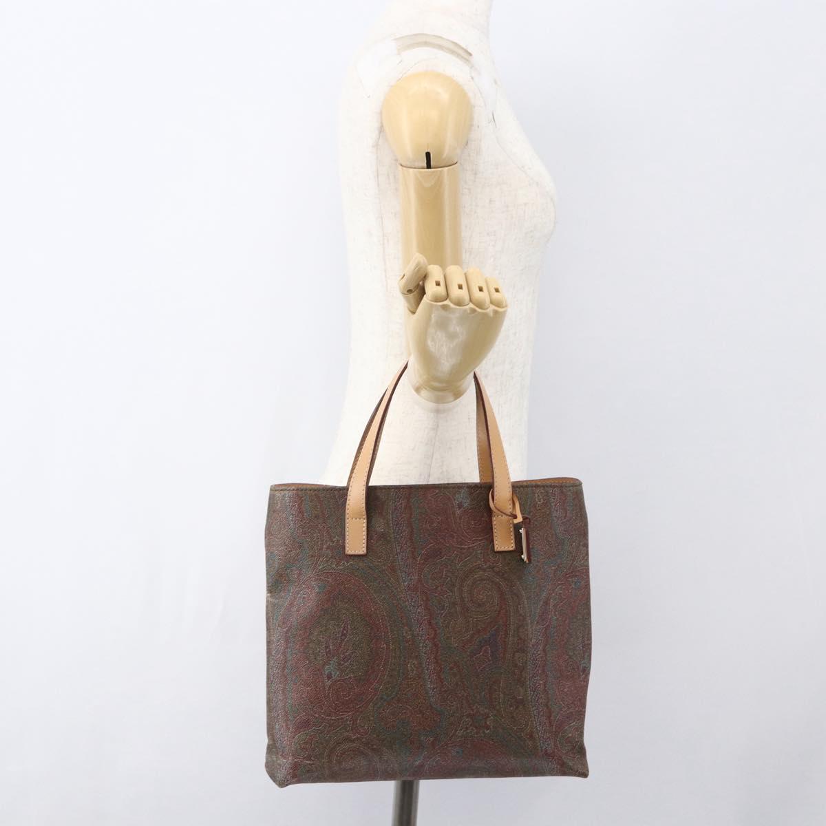 ETRO Paisley Tote Bag PVC Bordeaux Gold Auth am10570V