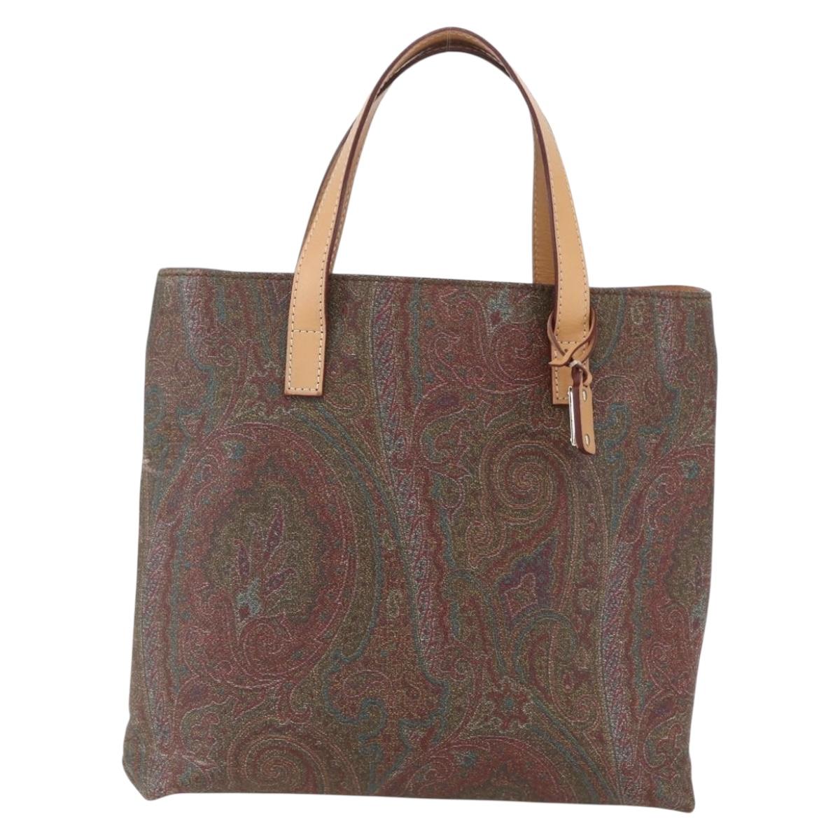 ETRO Paisley Tote Bag PVC Bordeaux Gold Auth am10570V