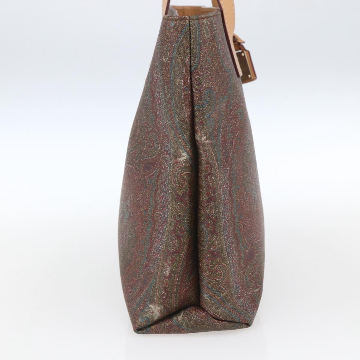 ETRO Paisley Tote Bag PVC Bordeaux Gold Auth am10570V