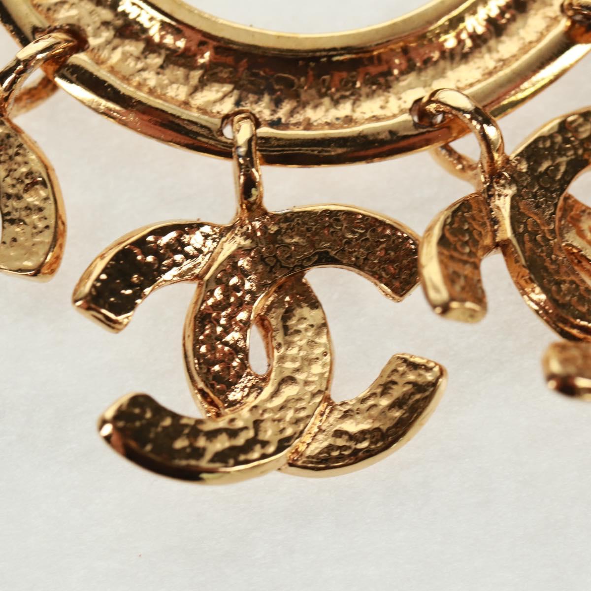 CHANEL CC5 Circle Brooch metal Gold CC Auth am10571V