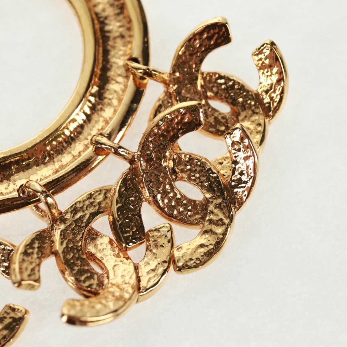 CHANEL CC5 Circle Brooch metal Gold CC Auth am10571V