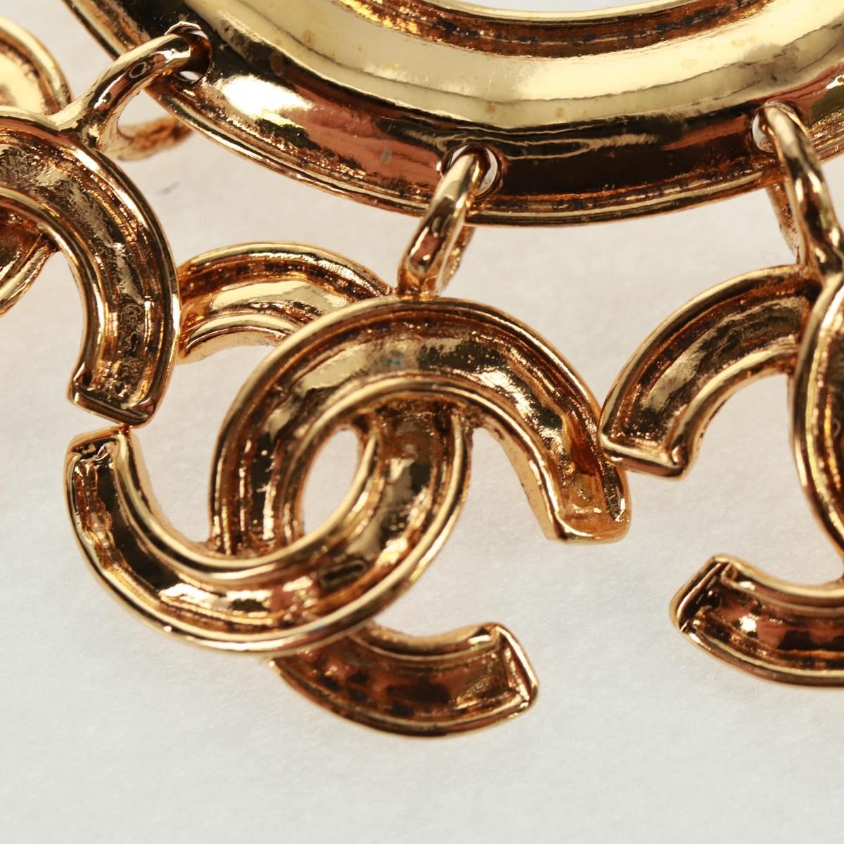 CHANEL CC5 Circle Brooch metal Gold CC Auth am10571V