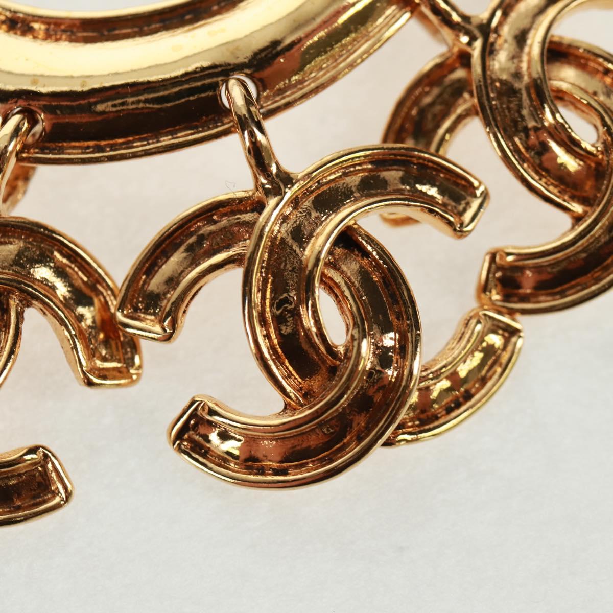 CHANEL CC5 Circle Brooch metal Gold CC Auth am10571V