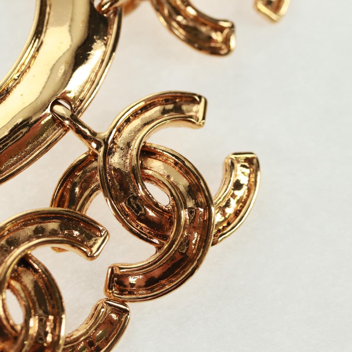 CHANEL CC5 Circle Brooch metal Gold CC Auth am10571V