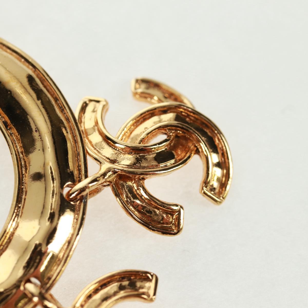 CHANEL CC5 Circle Brooch metal Gold CC Auth am10571V