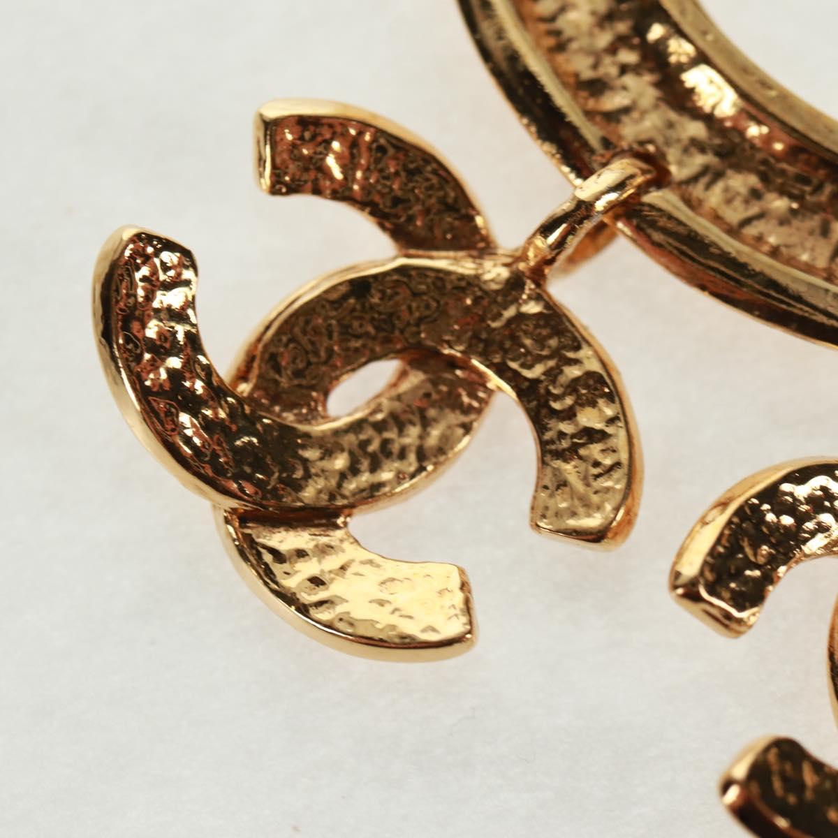 CHANEL CC5 Circle Brooch metal Gold CC Auth am10571V