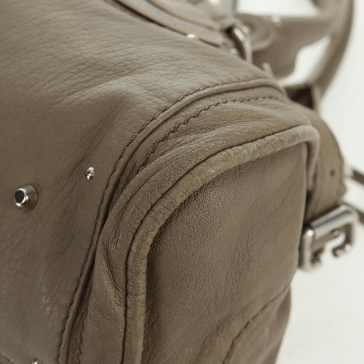 Chloe Paddington Hand Bag Leather Gray Gold Silver Auth am10572V