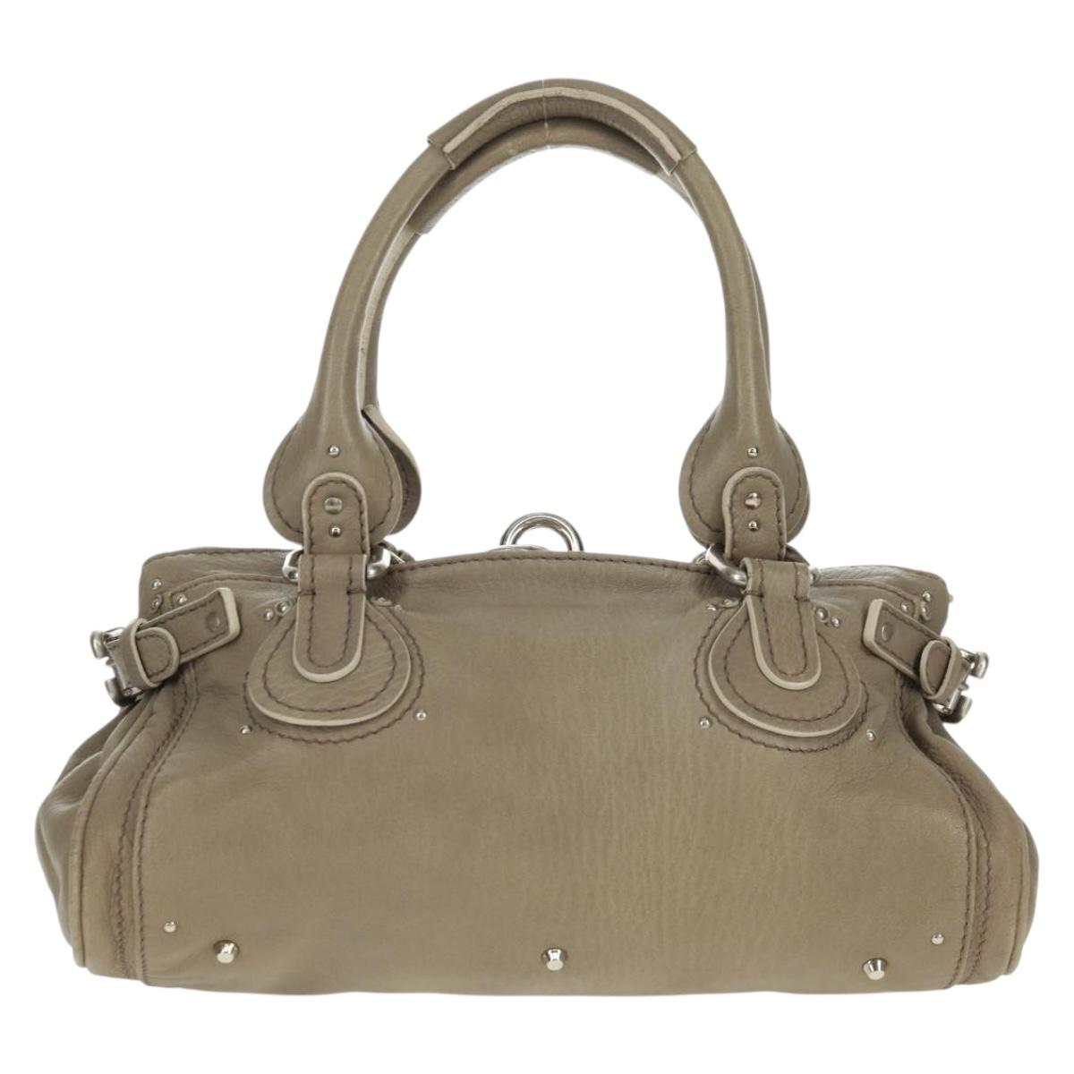 Chloe Paddington Hand Bag Leather Gray Gold Silver Auth am10572V