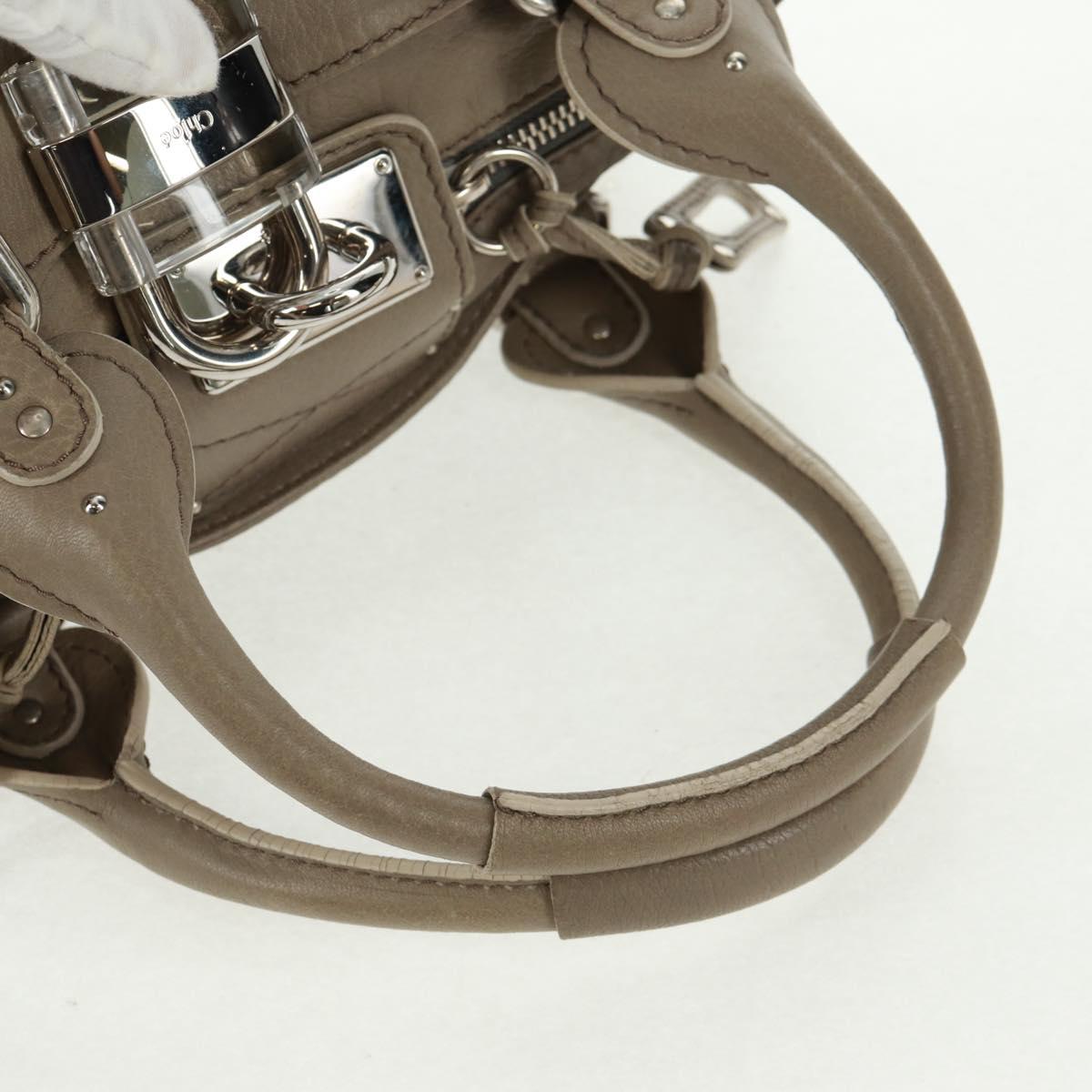 Chloe Paddington Hand Bag Leather Gray Gold Silver Auth am10572V