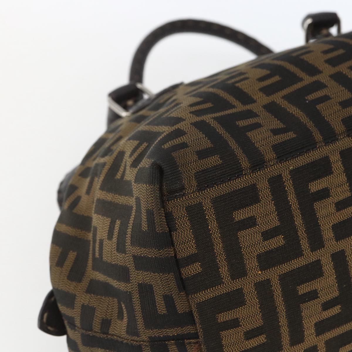 FENDI Zucca Canvas Celeria Hand Bag Brown Black Silver Auth am10578