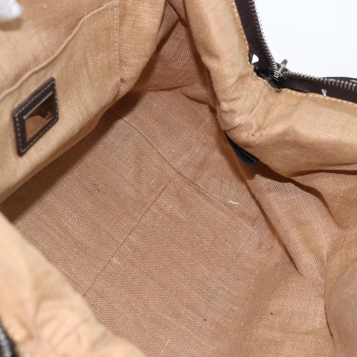 FENDI Zucca Canvas Celeria Hand Bag Brown Black Silver Auth am10578