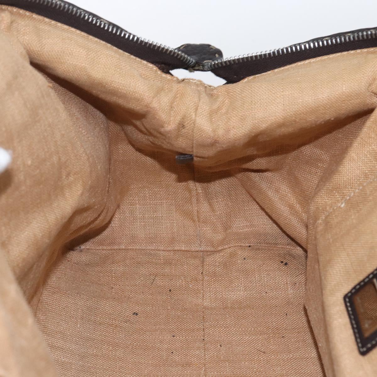 FENDI Zucca Canvas Celeria Hand Bag Brown Black Silver Auth am10578