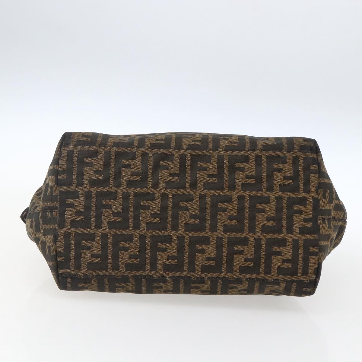 FENDI Zucca Canvas Celeria Hand Bag Brown Black Silver Auth am10578