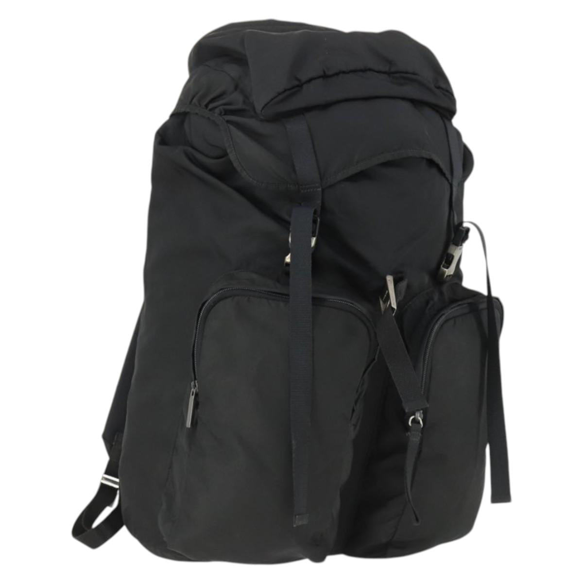 PRADA Backpack Nylon Black Silver Auth am10580
