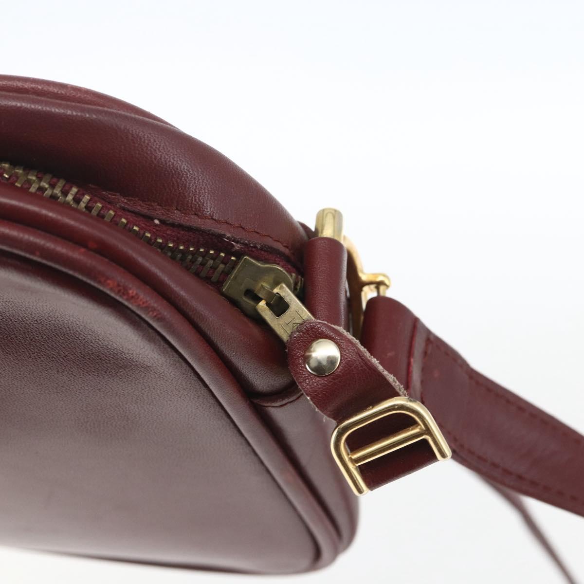 CARTIER Shoulder Bag Leather Bordeaux Gold Auth am10589