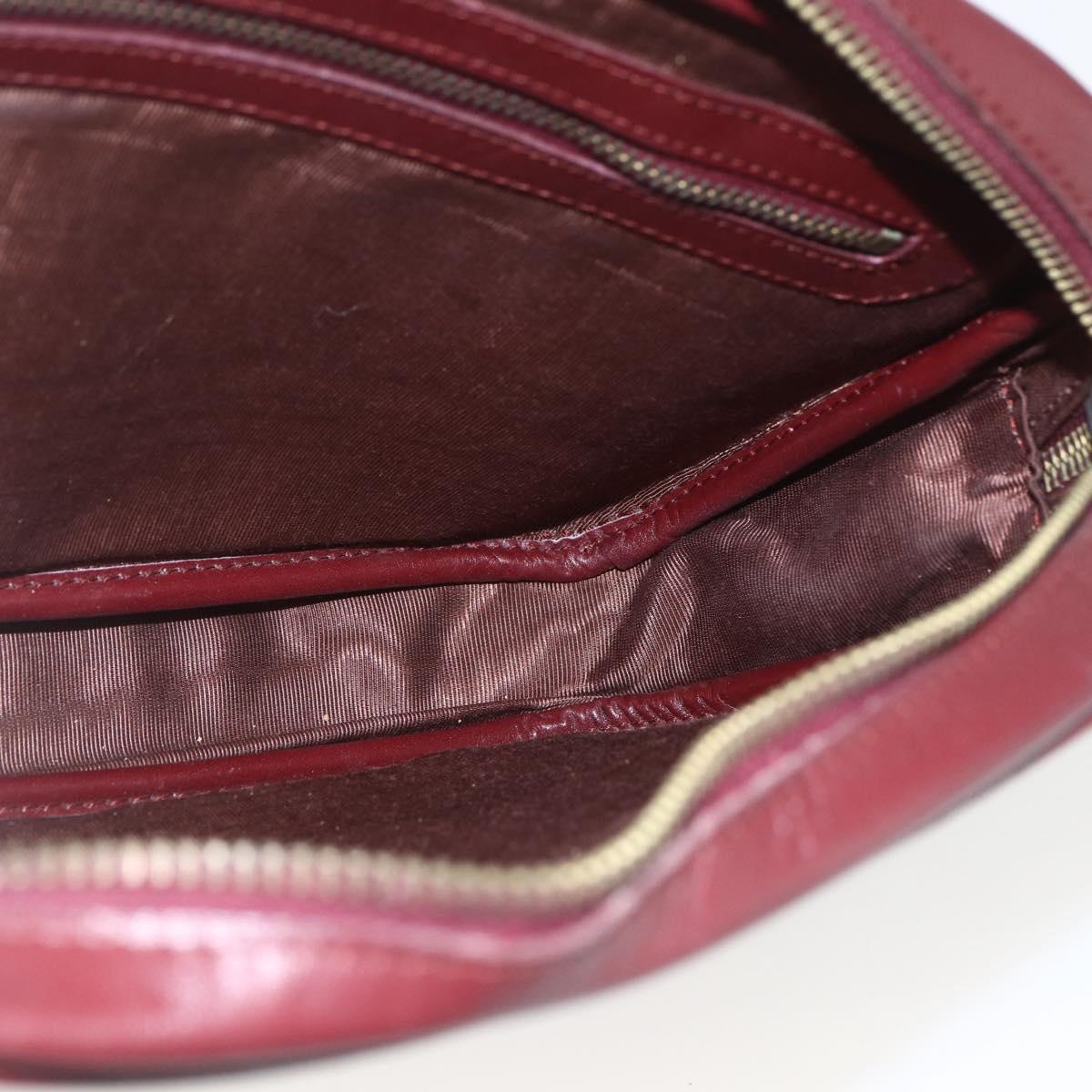 CARTIER Shoulder Bag Leather Bordeaux Gold Auth am10589