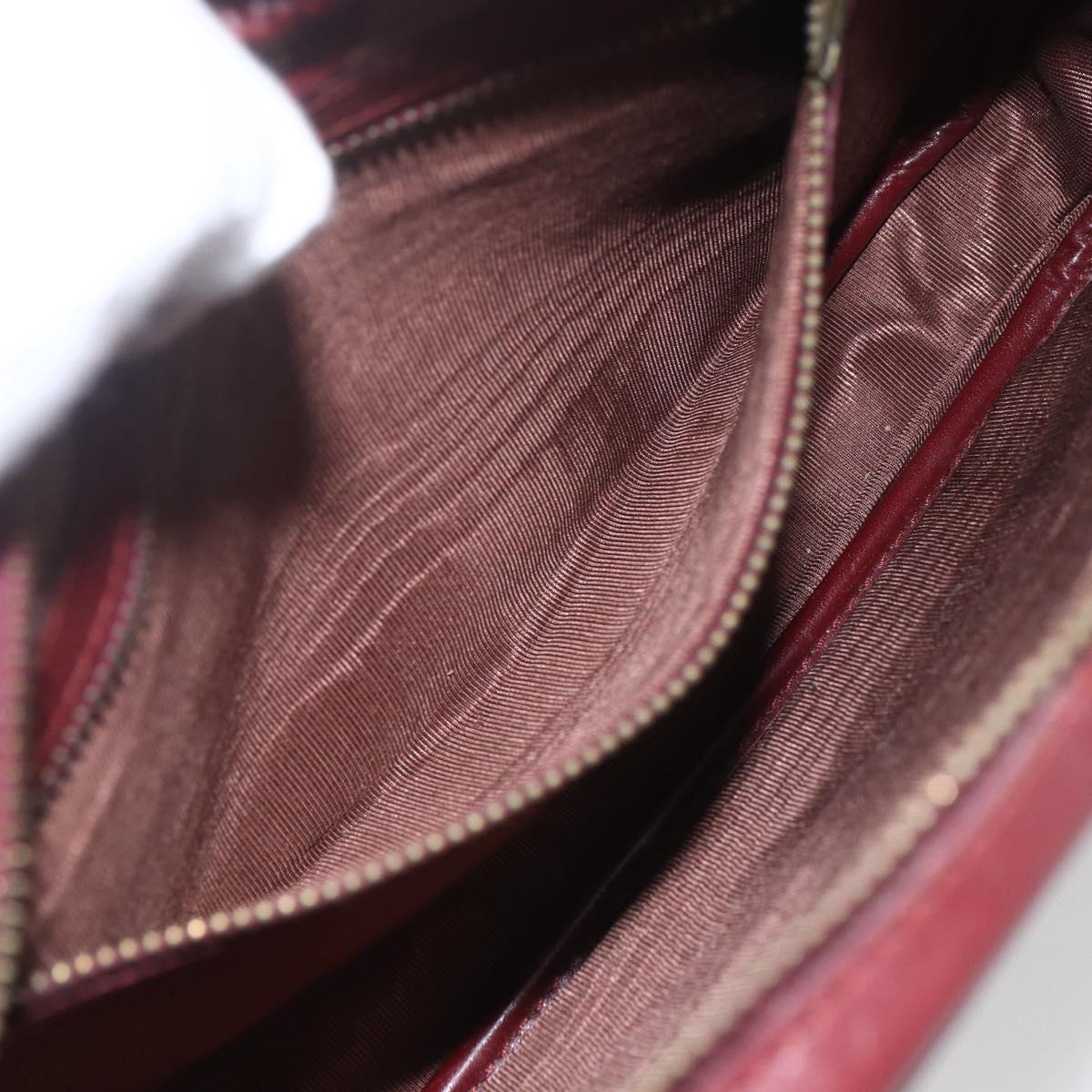 CARTIER Shoulder Bag Leather Bordeaux Gold Auth am10589