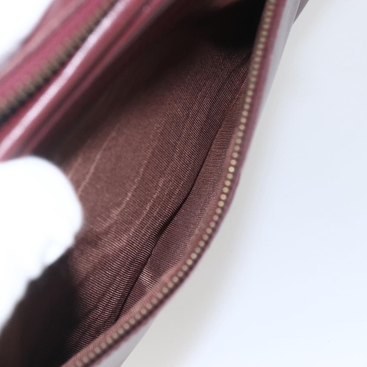 CARTIER Shoulder Bag Leather Bordeaux Gold Auth am10589