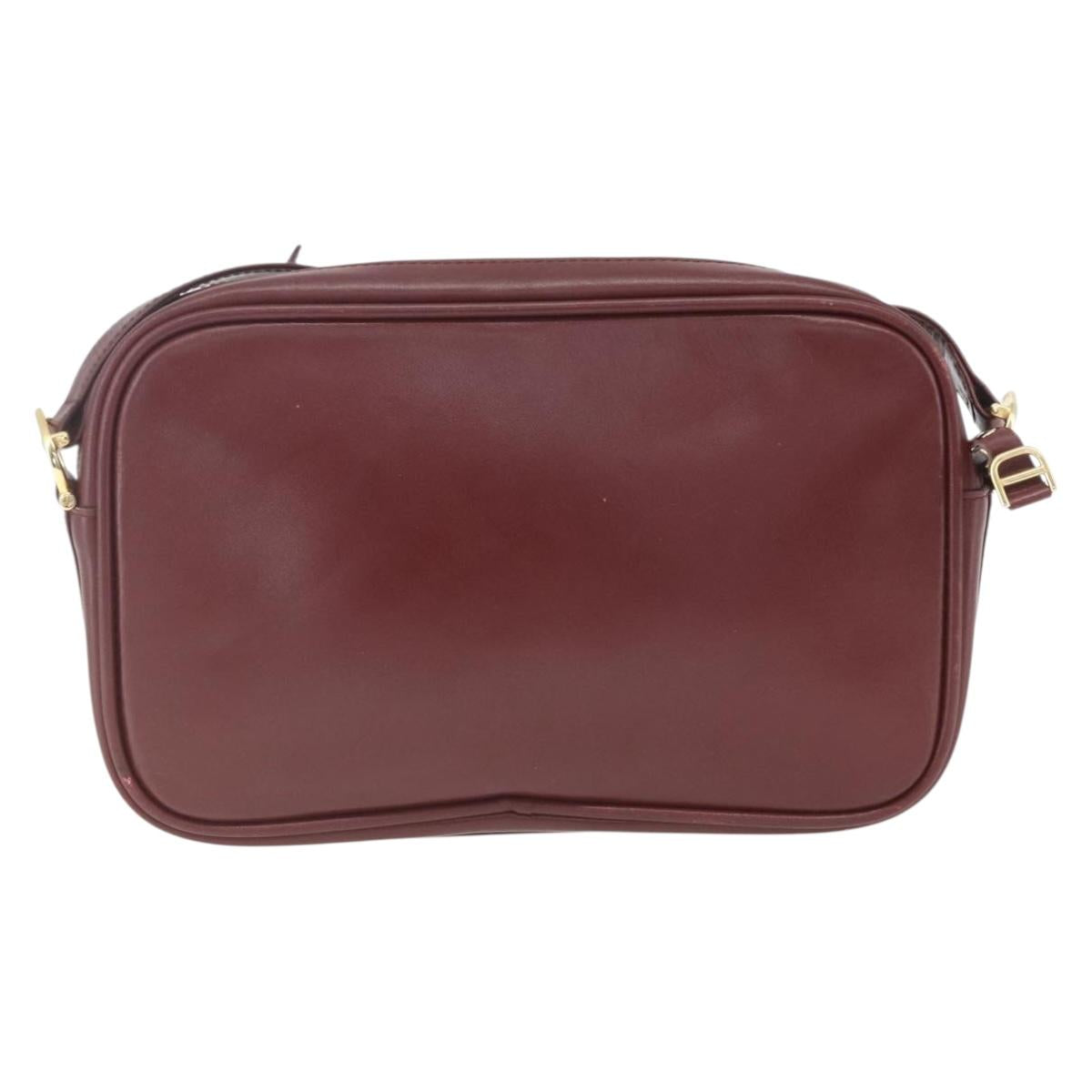 CARTIER Shoulder Bag Leather Bordeaux Gold Auth am10589