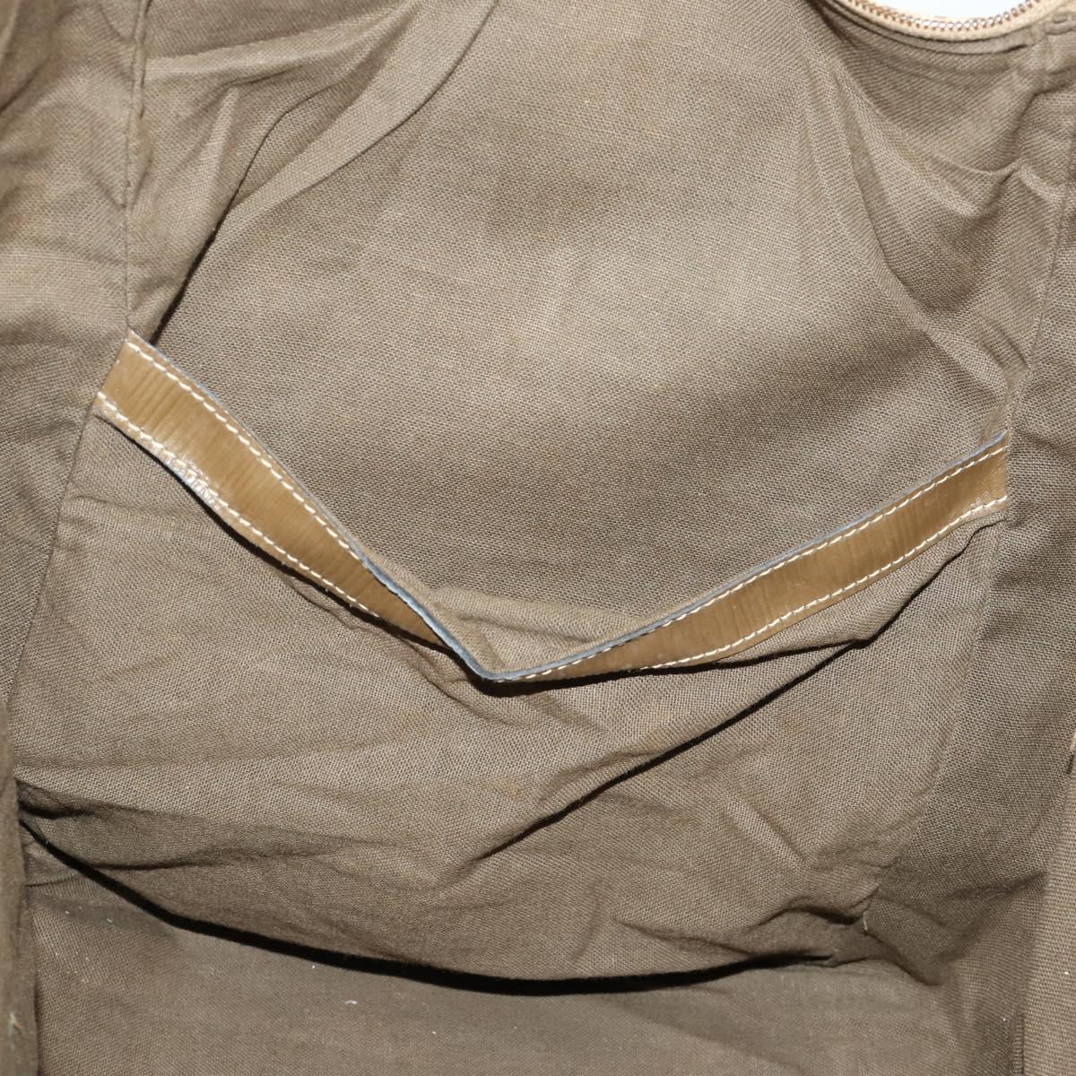 FENDI Zucchino Canvas Boston Bag Coated Canvas Beige Gold Auth am10590