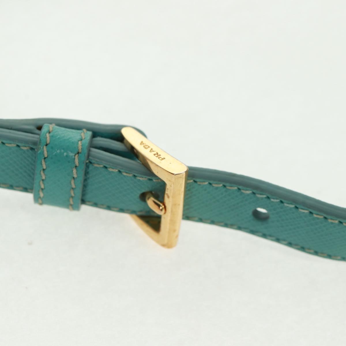 PRADA Hand Bag Safiano Leather 2way Gold Emerald Green Auth am10595V