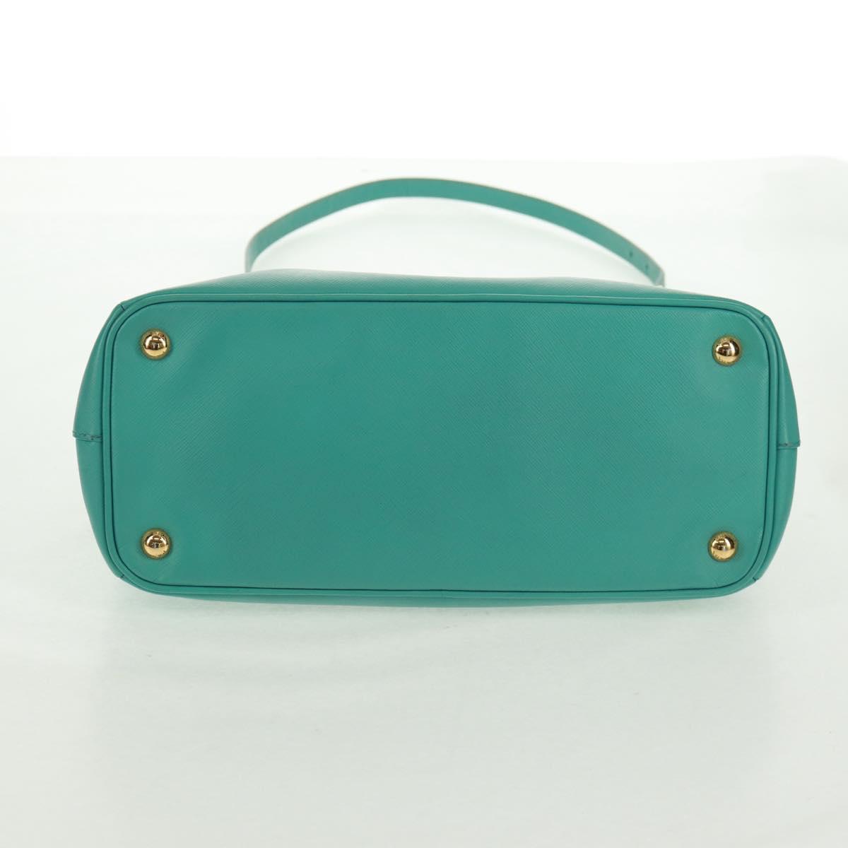 PRADA Hand Bag Safiano Leather 2way Gold Emerald Green Auth am10595V