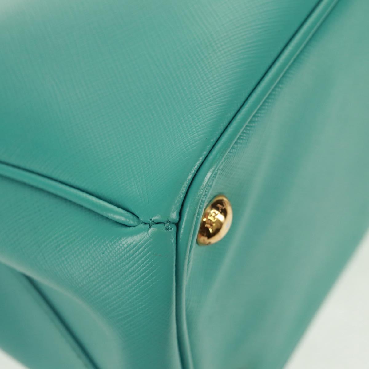 PRADA Hand Bag Safiano Leather 2way Gold Emerald Green Auth am10595V