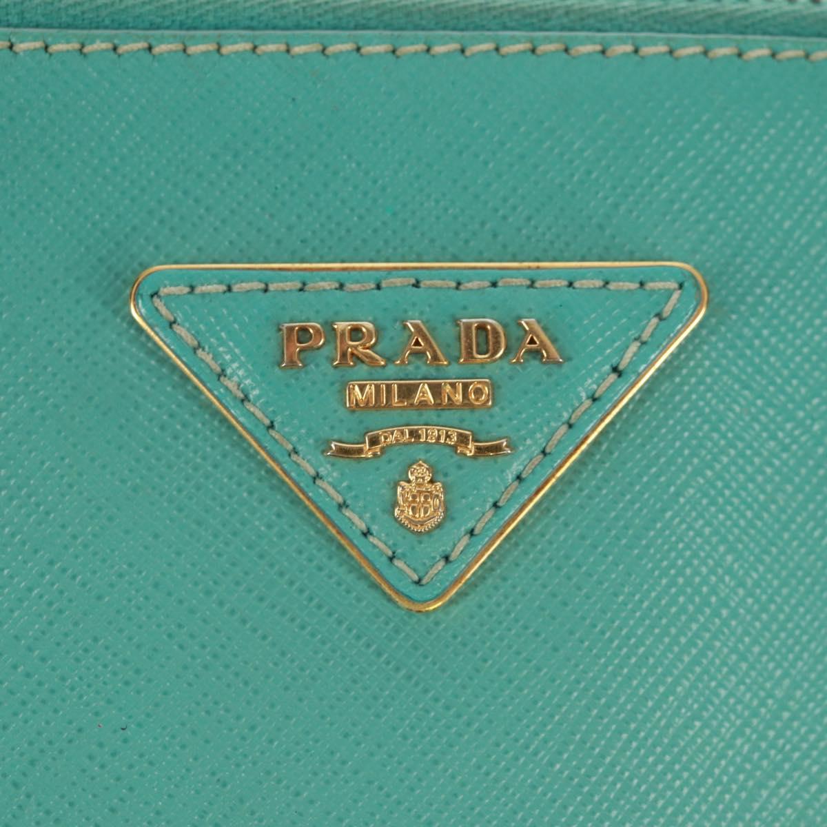 PRADA Hand Bag Safiano Leather 2way Gold Emerald Green Auth am10595V