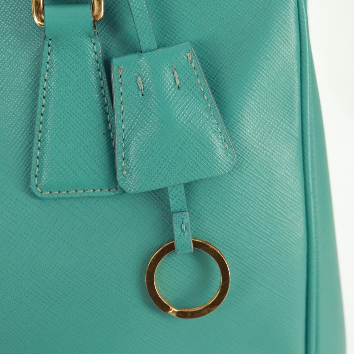 PRADA Hand Bag Safiano Leather 2way Gold Emerald Green Auth am10595V