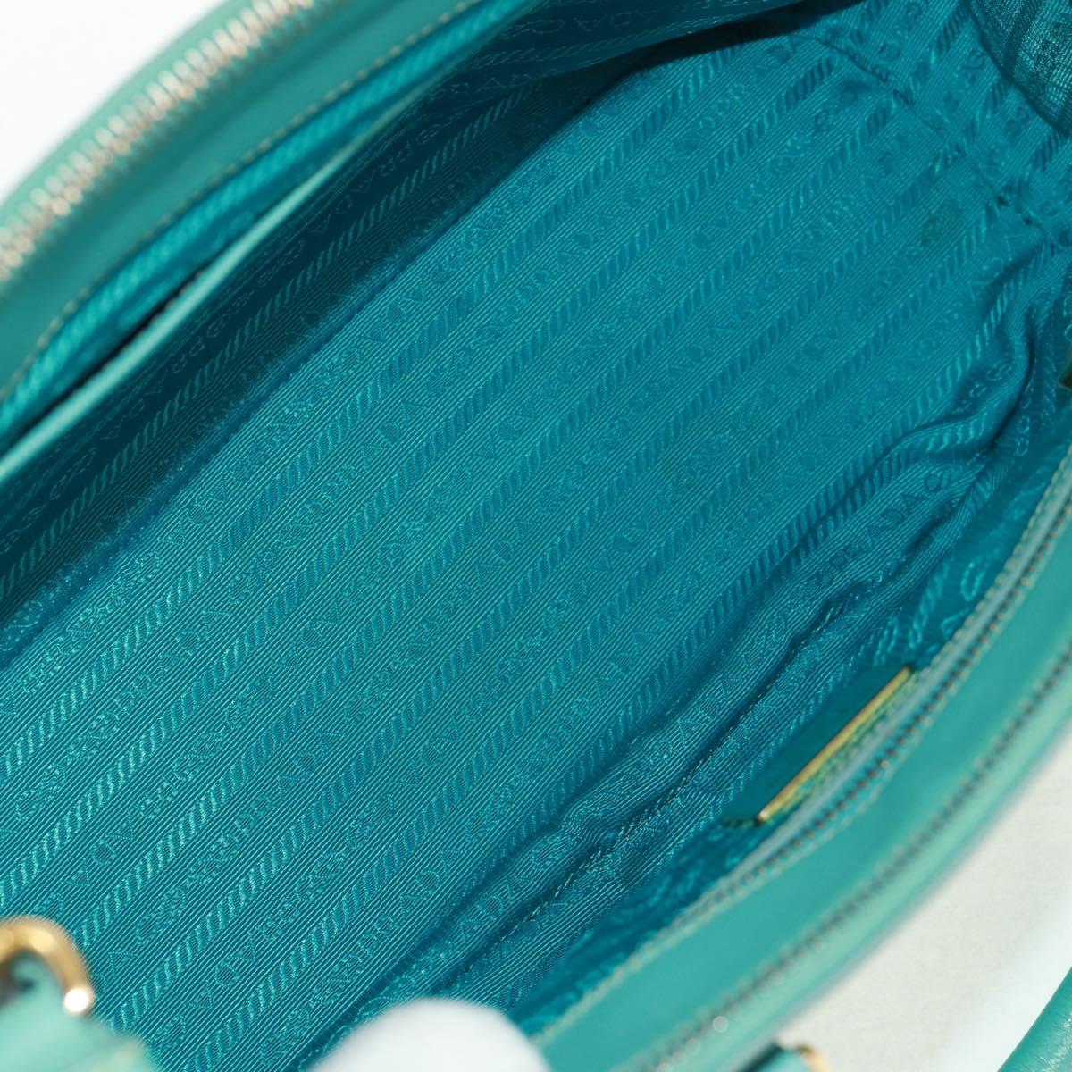 PRADA Hand Bag Safiano Leather 2way Gold Emerald Green Auth am10595V
