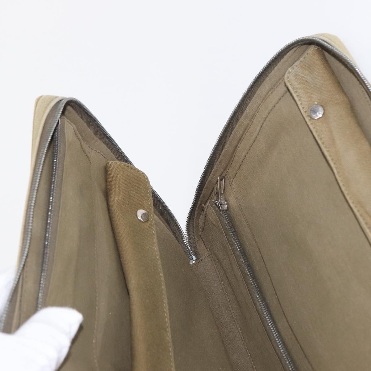 HERMES Fourre Tout Travel Case Canvas Khaki Auth am10597