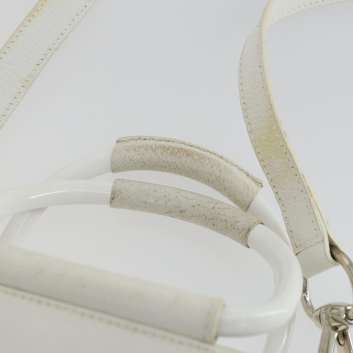 GUCCI Hand Bag Leather 2way White Silver 000 2058 0307 5 Auth am10598