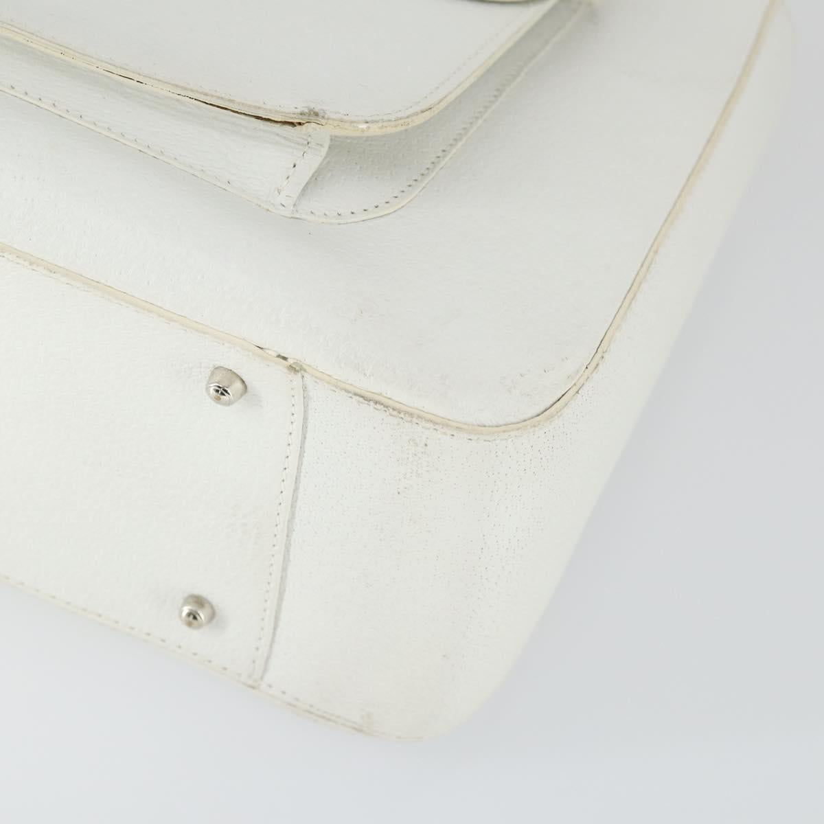 GUCCI Hand Bag Leather 2way White Silver 000 2058 0307 5 Auth am10598