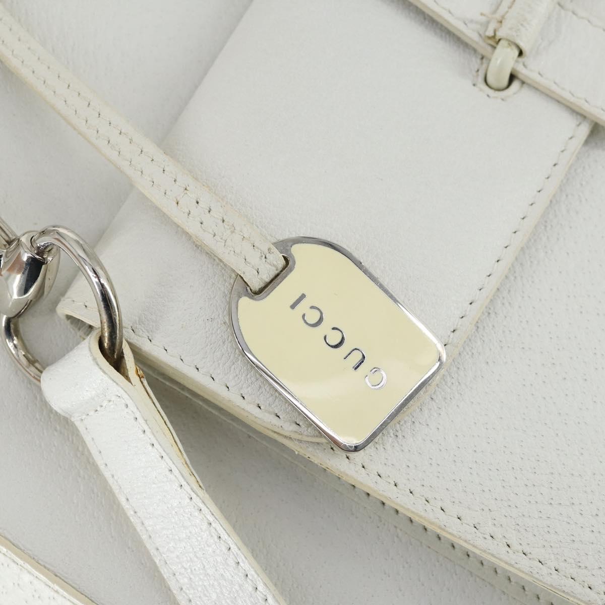GUCCI Hand Bag Leather 2way White Silver 000 2058 0307 5 Auth am10598