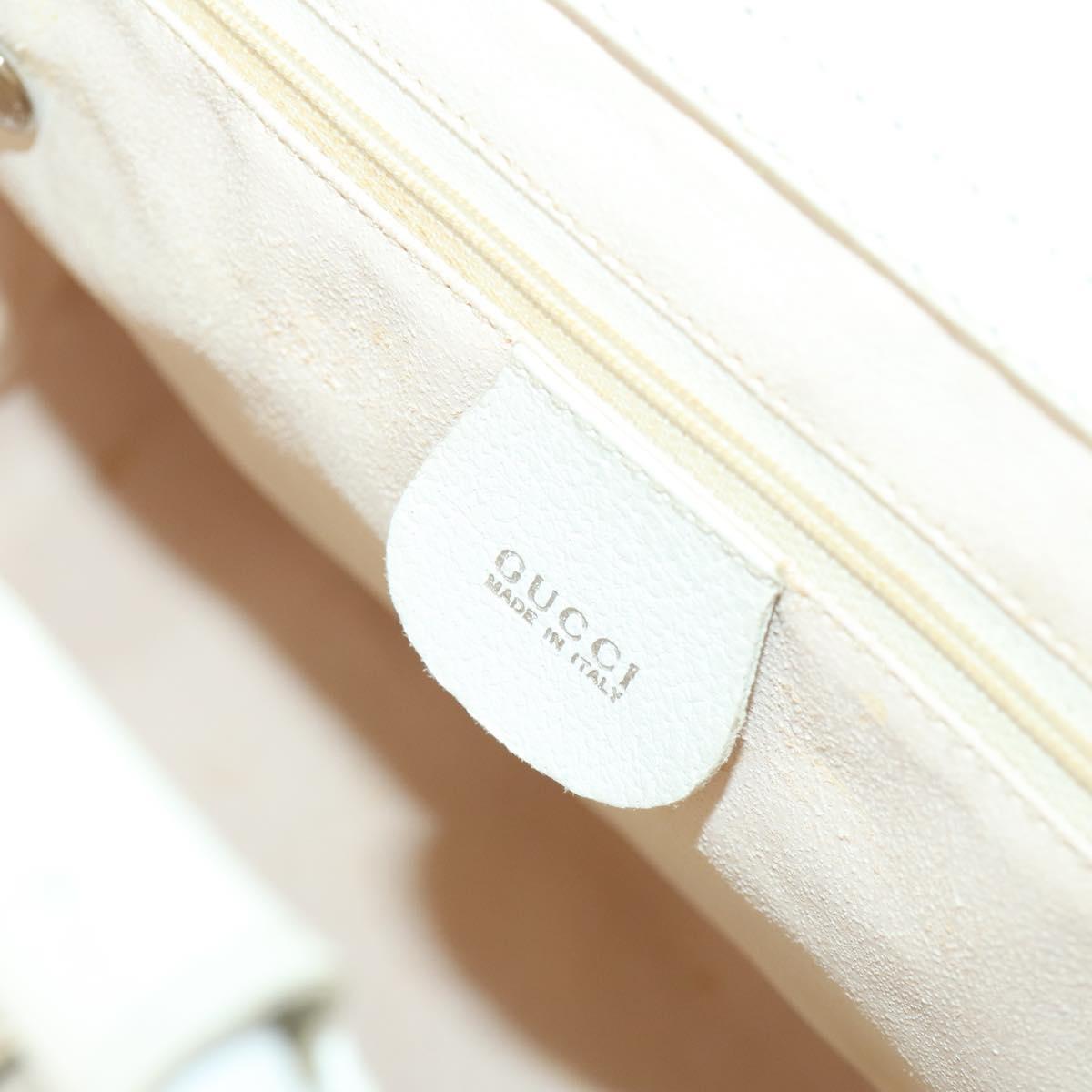 GUCCI Hand Bag Leather 2way White Silver 000 2058 0307 5 Auth am10598