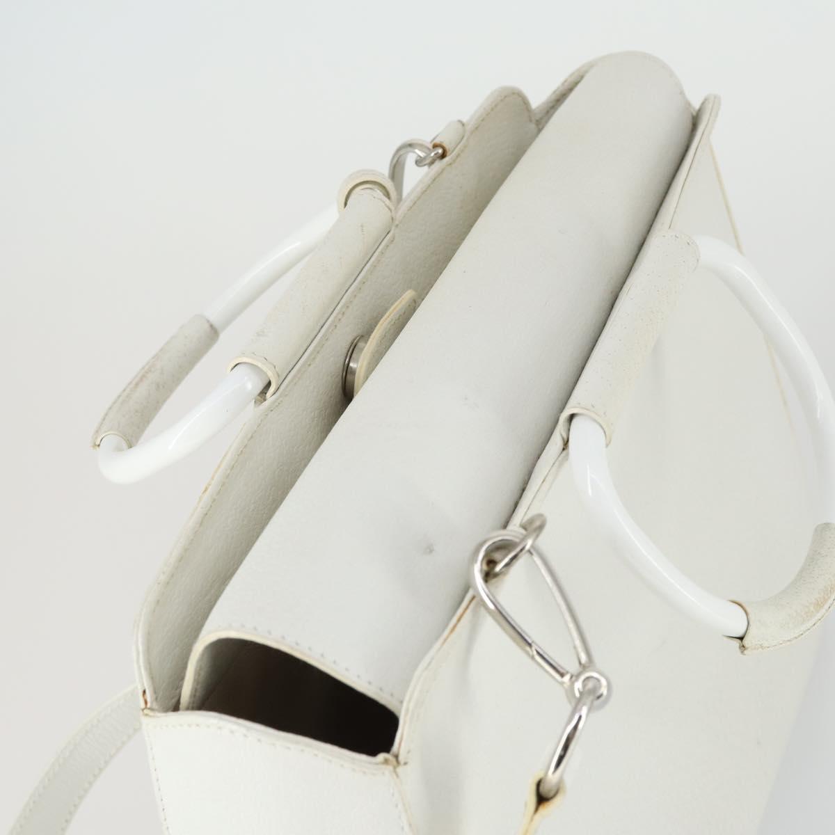 GUCCI Hand Bag Leather 2way White Silver 000 2058 0307 5 Auth am10598