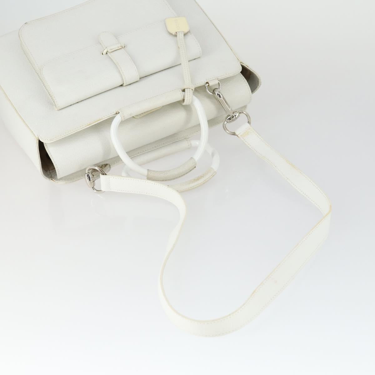 GUCCI Hand Bag Leather 2way White Silver 000 2058 0307 5 Auth am10598