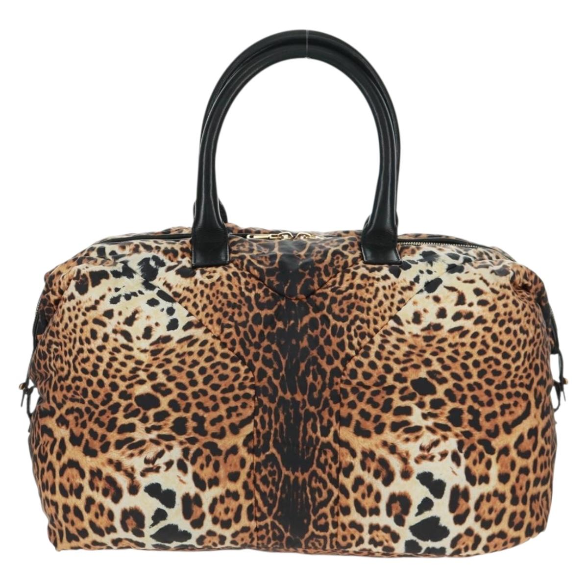 SAINT LAURENT Easy Boston Bag Nylon Leather Yellow Gold Auth am10602V